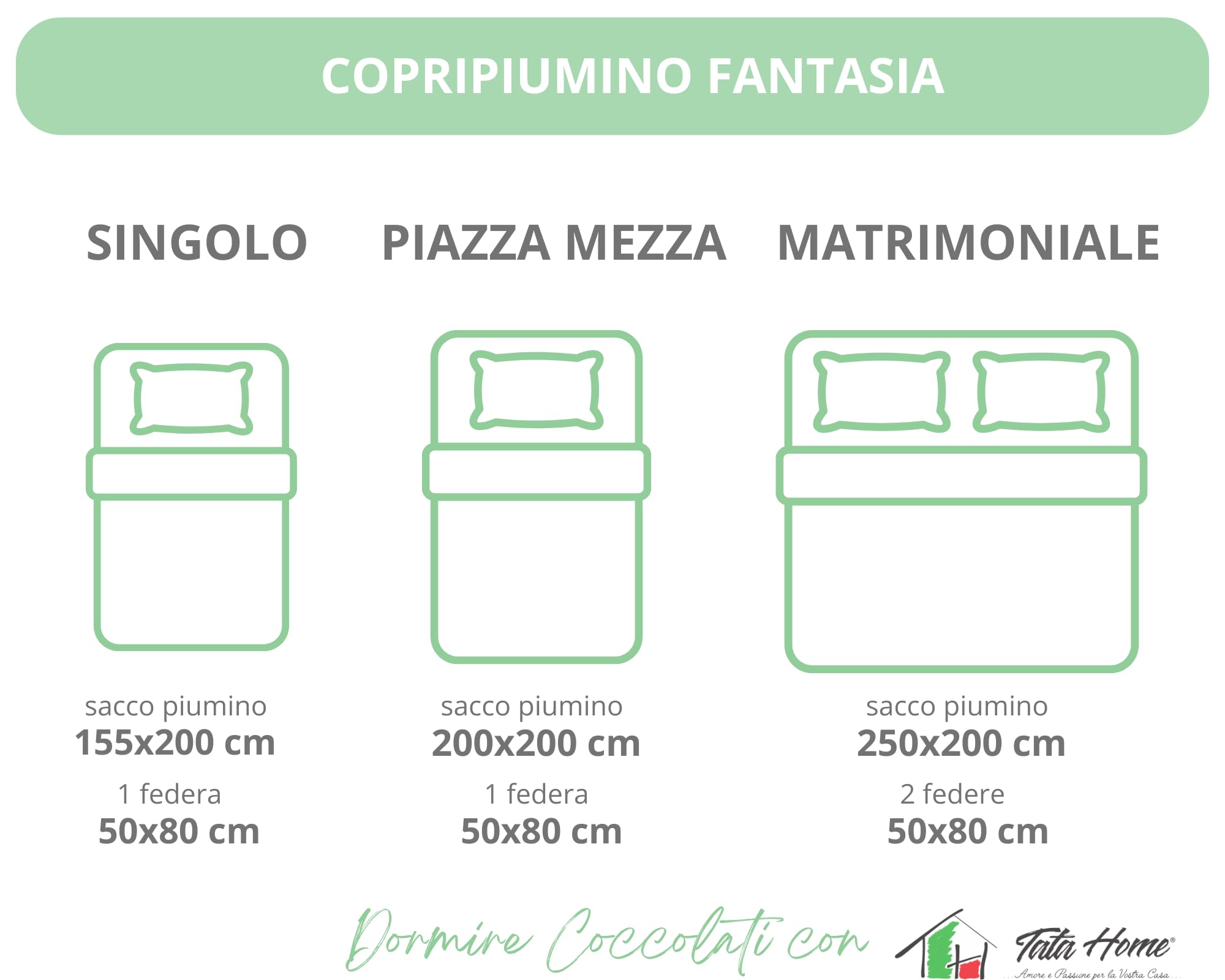 Tata Home Parure Copripiumino Singolo in Cotone con Sacco Piumino e Federa Set Copripiumino Made in Italy Fantasia Marina Mod. Pesci