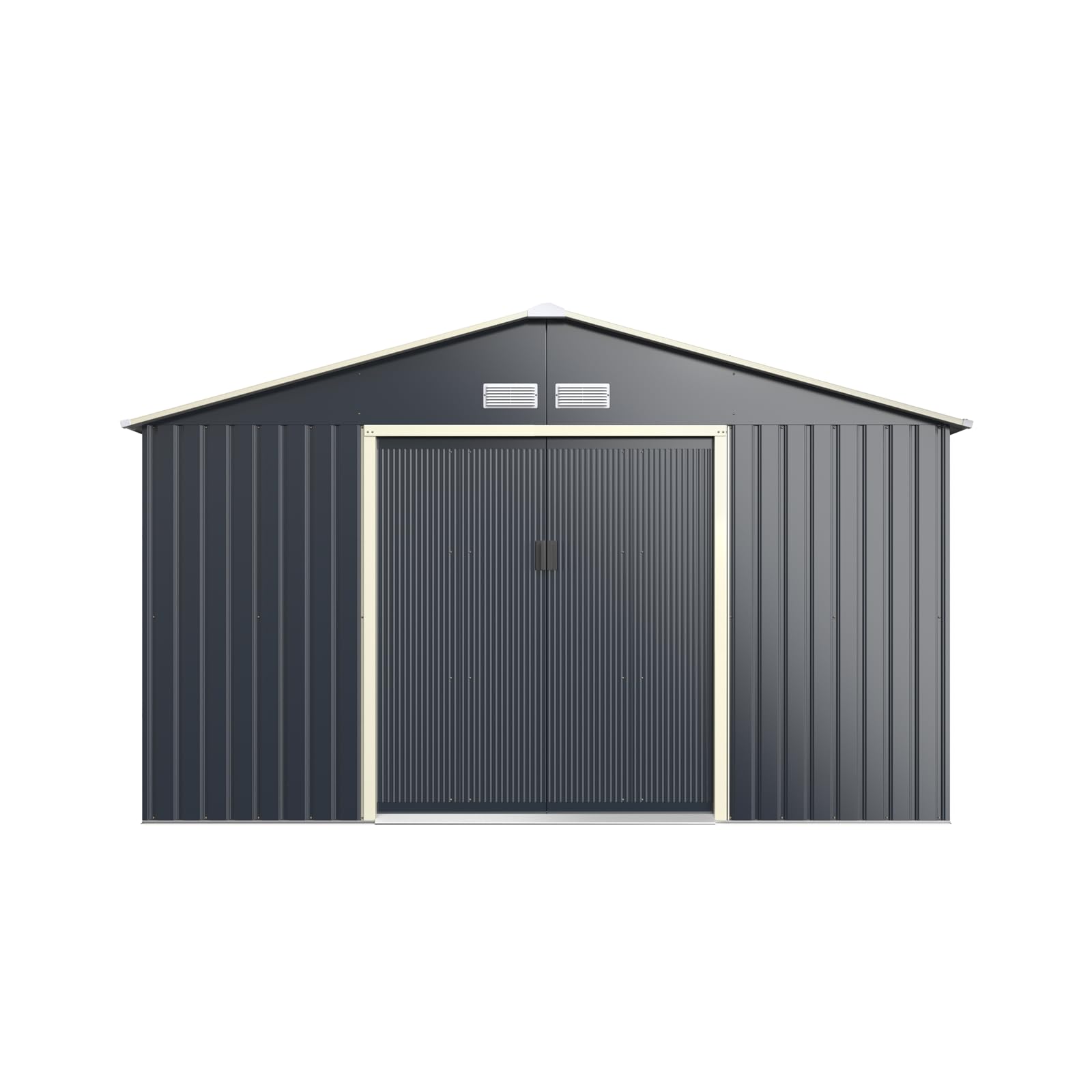 RELAX4LIFE Abri de Jardin Métal 10m2 avec Abri d'Extension Porte Coulissante, Cabane de Jardin Extérieur 340x319x210cm Outils de Jardin résistant aux intempéries