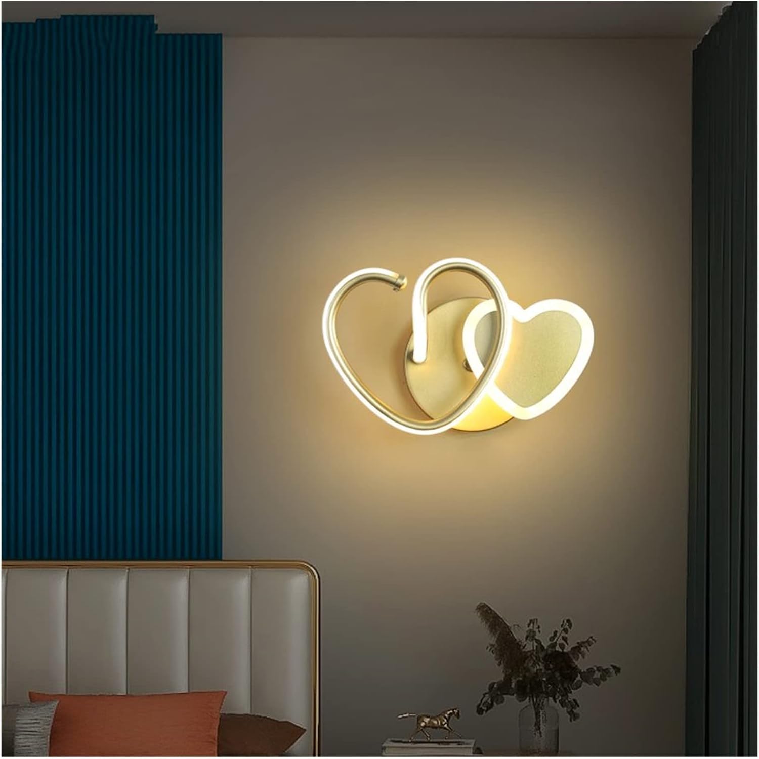 HPTHLY Led Wall Lamps Compatible With Living Room Bedroom Bedside Study Corridor Aisle Gold Black Light Indoor Lighting Fixture Dimmable,Luxury (Gold29X17Cm13W)