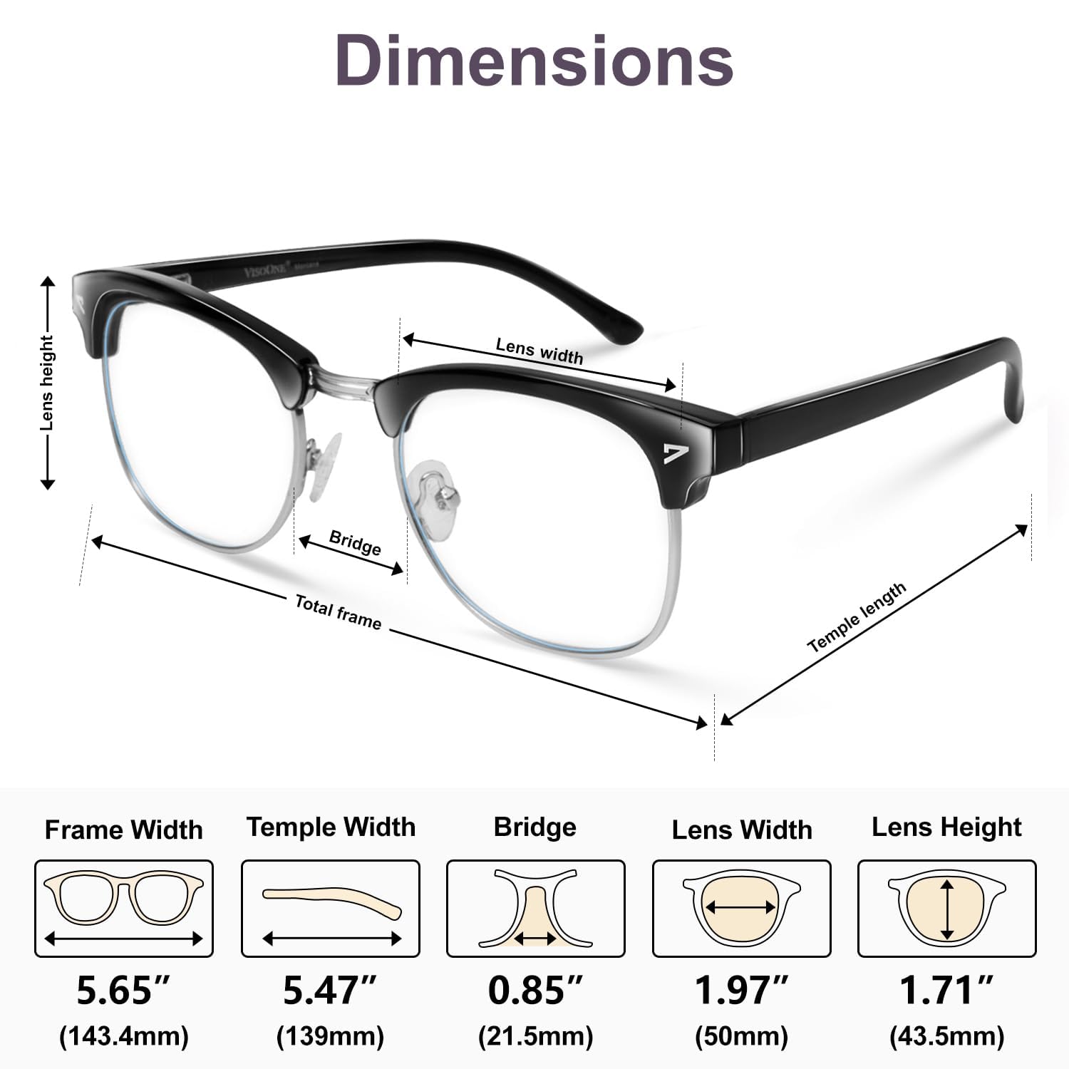 Blaulicht-blockierende Brille mit Anticomputer-Blendung, für Gaming und Lesen, für Damen und Herren, schwarz, Large