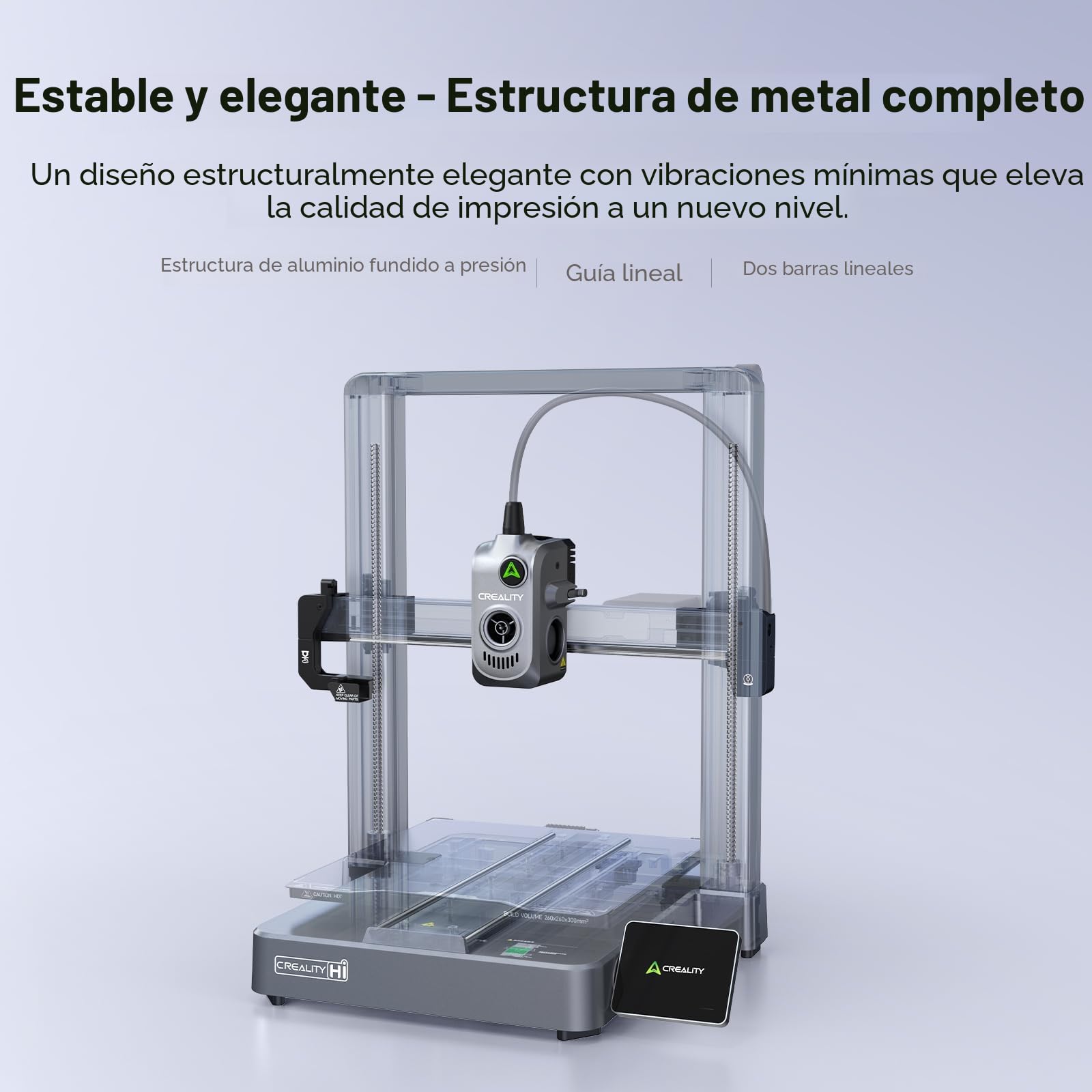 Creality Hi Combo (A) Impresora 3D, impresión Multicolor CFS, nivelación automática, Alta Velocidad de 500 mm/s, Lectura automática de filamento, preensamblado al 95%, 260 x 260 x 300 mm