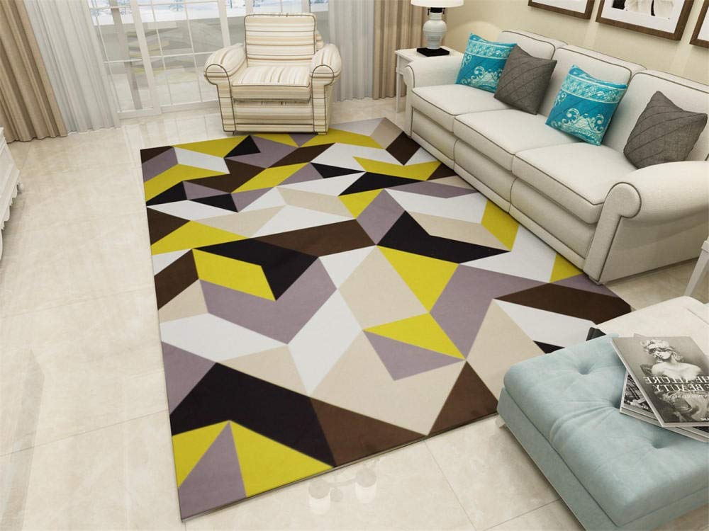 Tapis microfibre de chambre 120x180cm antidérapant et géométrique