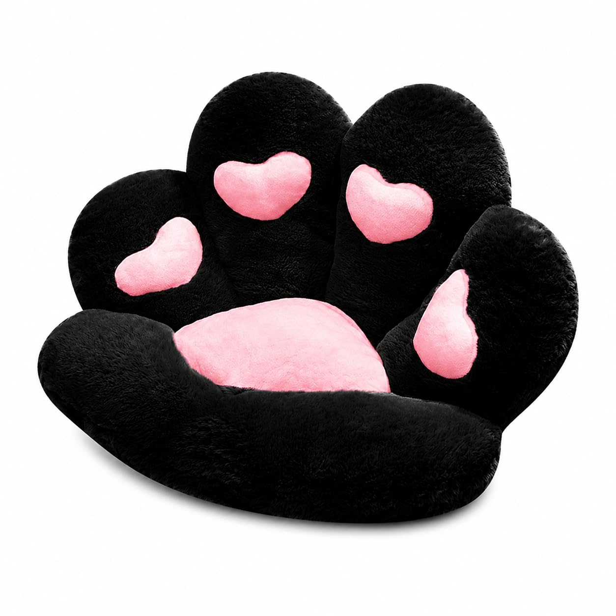Coussin de Chaise de Patte de Chat, Coussin en Peluche en Forme de Patte Mignonne, Coussin Doux et Chaud pour Fauteuil de Bureau de Chambre à Coucher 70X60cm (Noir)