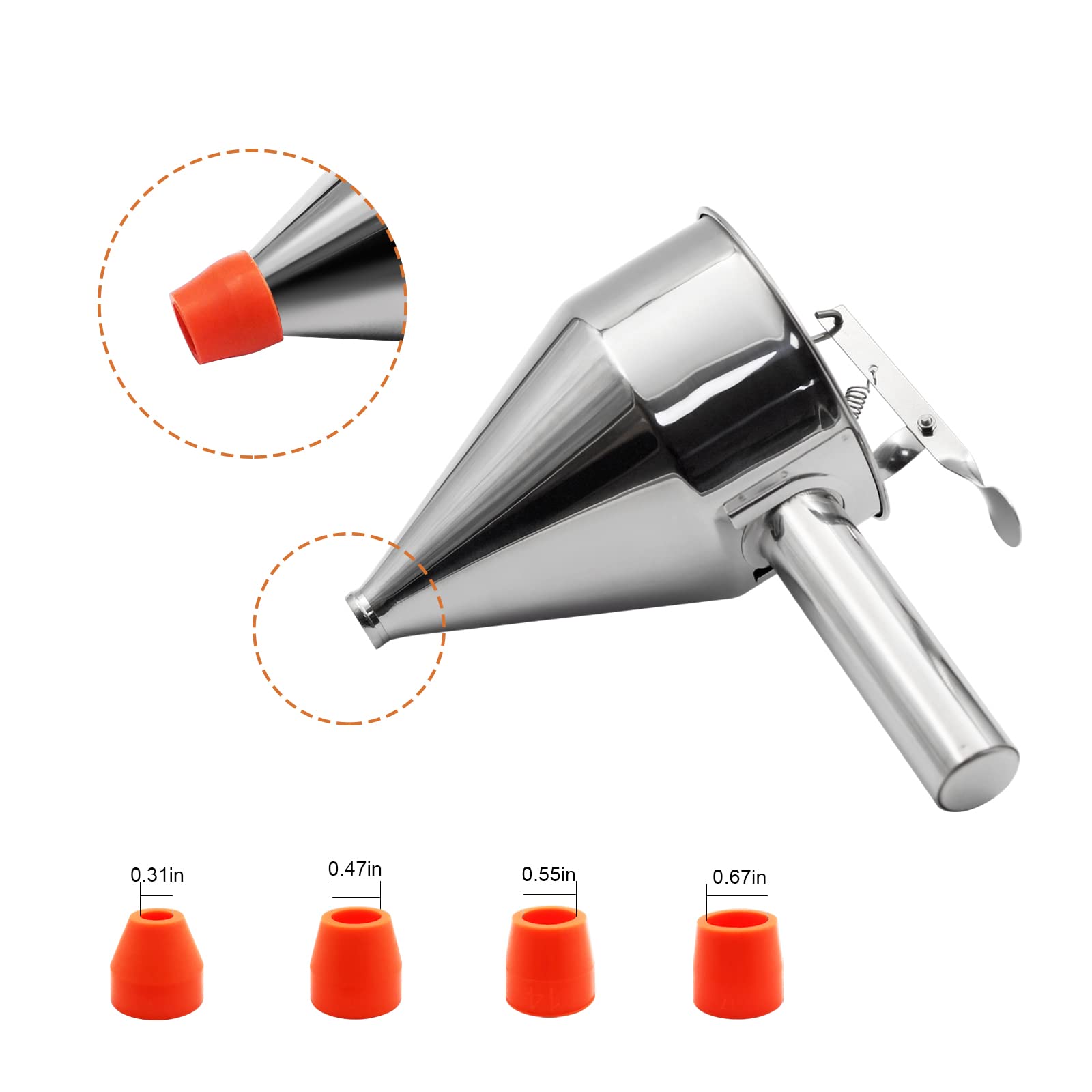 Dispensador de masa para panqueques de 40 onzas, dispensador de pastel de embudo de acero inoxidable con soporte, herramienta de horneado resistente para cupcakes, gofres, pasteles, calibre: 2