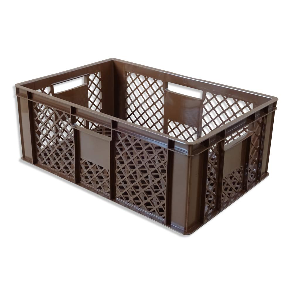 kanister-vertrieb® 5er SET Bäckerkisten 600x400x230mm, Bäckerkiste, Brotkiste, Brotkörbe, Brötchenkiste, Aufbewahrungsbox offen, 60x40x23cm, Stapelbehälter, Eurobehälter, Stapelkisten braun