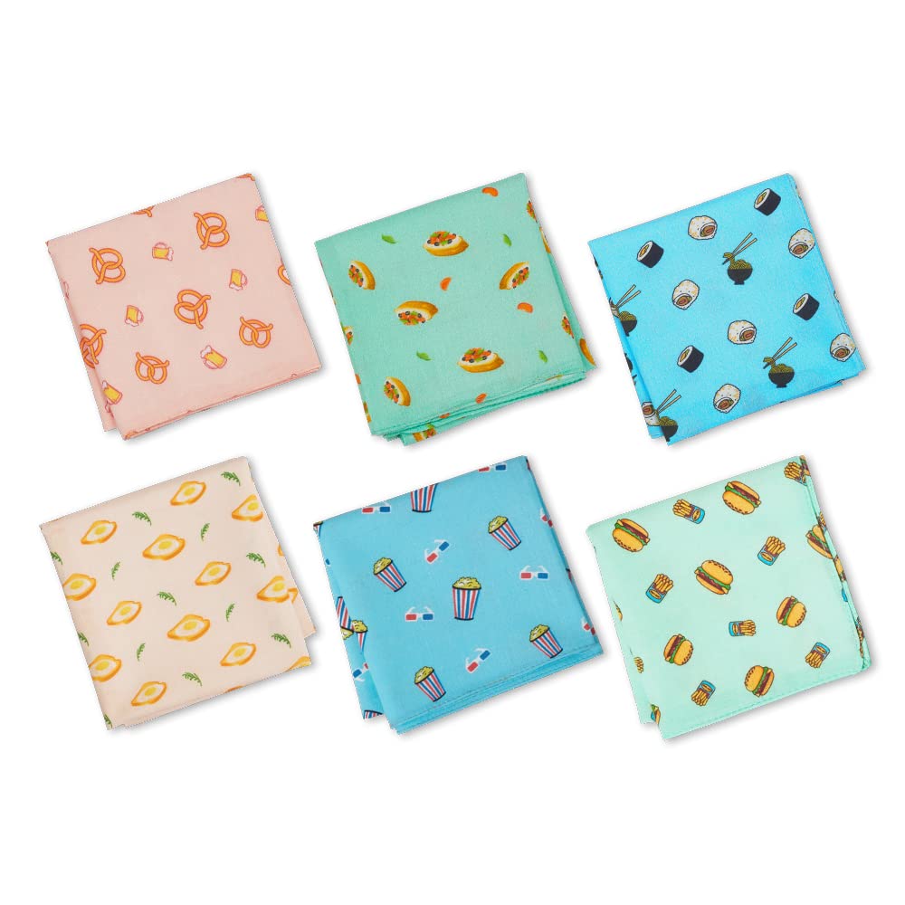 HexaFun100% Pure Organic Cotton Unisex Handkerchief, Multi-color & Printed, Soft & Stylish, Hankies for Men & Women