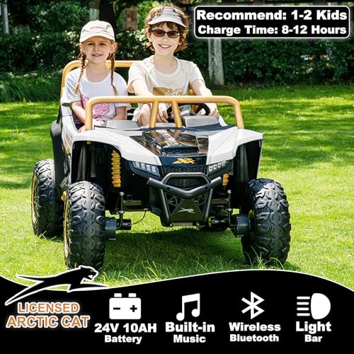 Image of NEWQIDA XXXL 24V Ride on Toys for Big Kids UTV Licensed Arctic CAT, White