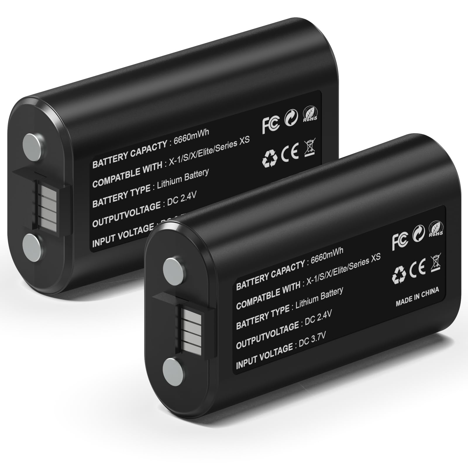 Wzygdzsw 2×6660mWh Rechargeable Battery Pack for Xbox Series X/S & One/S/X/Elite Controllers, Overcharge/Short-Circuit Protec