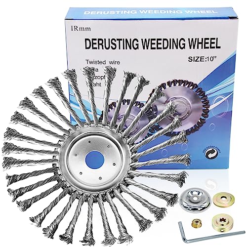 IRmm 10 Inch Unbreakable Wired Trimmer Blade for Weed Eater, Steel Wire Rotary Brush Cutter Trimmer Head, Weed Eater Head for Moss Grass Rust Removal, Paving Stone, Pavement Joints or Driveway