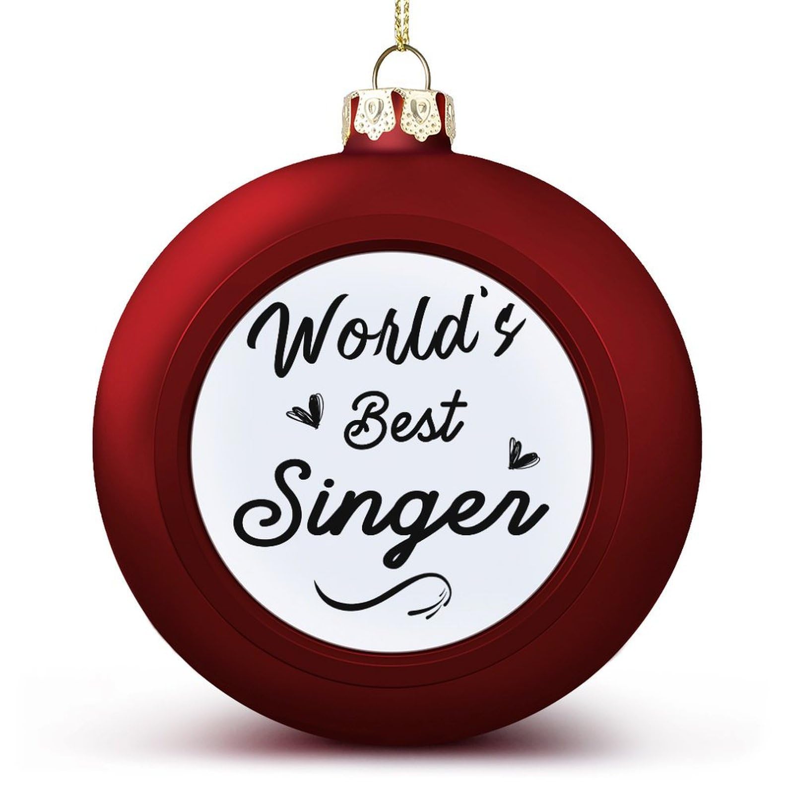 Yelolyio Red Singer Gift Christmas Balls Ornaments Christmas World's Best Singer Hanging Ball Decorative For Christmas Trees,Holiday Party New Year Gift