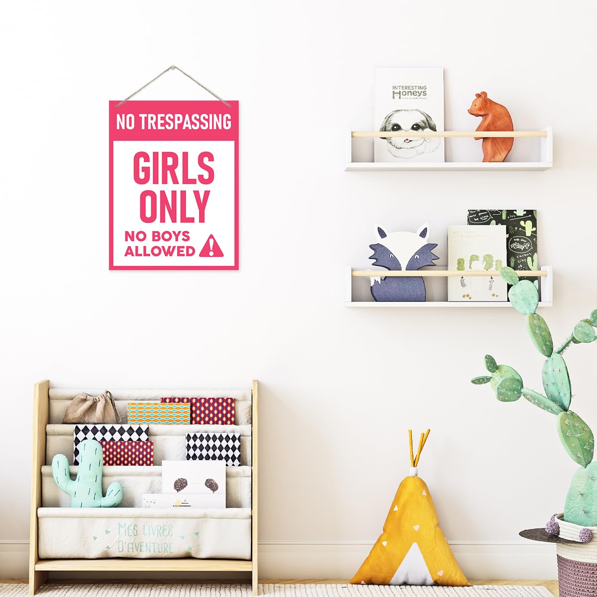 Funny Girls Room Decor, Girls Only Sign, Rustic Hanging Wooden Plaque Sign, Family Decor, Girls Dorm Decor, Wall Decor Art, Little Girls Bedroom Door Hanger, Decorative Wall Plaque, Gift for Girls 4