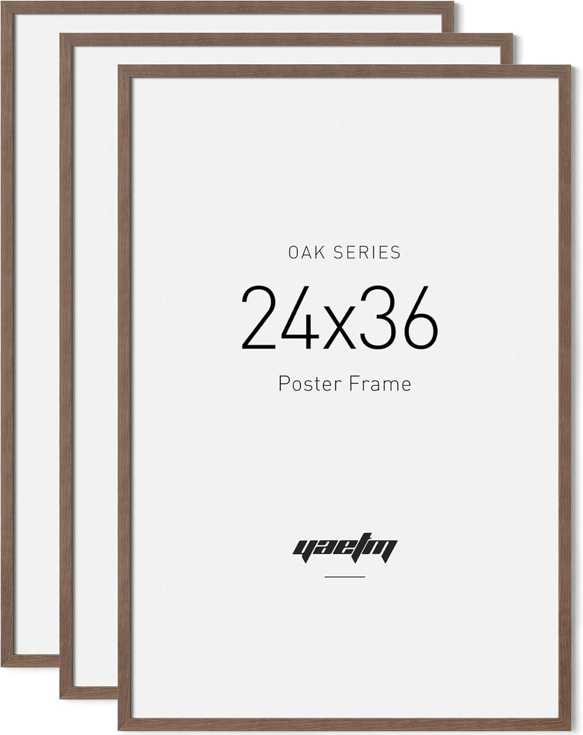 Yaetm Minimalist 24x36 Poster Frame – Solid Walnut Wood Frame 24 x 36 for Picture & Art Print, Lightweight, Horizontal and Vertical Wall Hanging for Photo Gallery (3 Pack, Walnut) 24x36 - 3 pack Walnut
