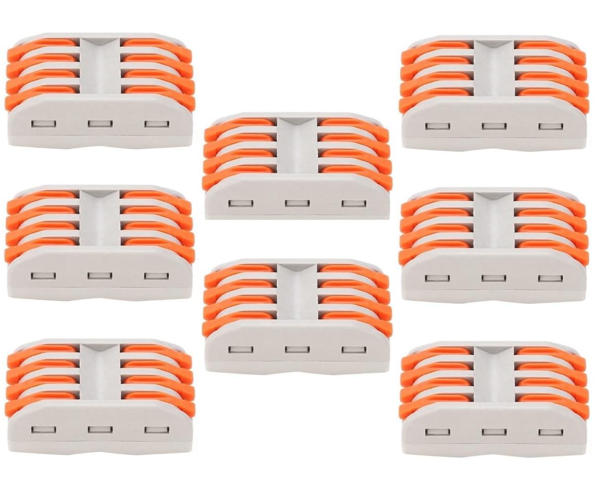 compact wire connector - 4 in 4 out connection terminal - lever wire joiner connector - butt terminals for quick wiring (8-pcs, orange)