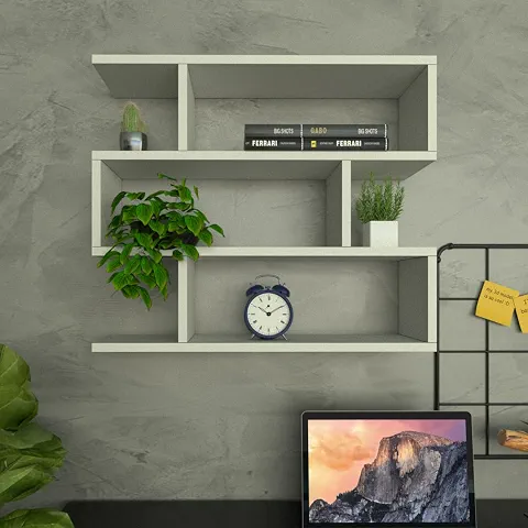 Nicho de Parede ZIG Moderno em MDF – Decoração e Organização Elegante (BRANCO)