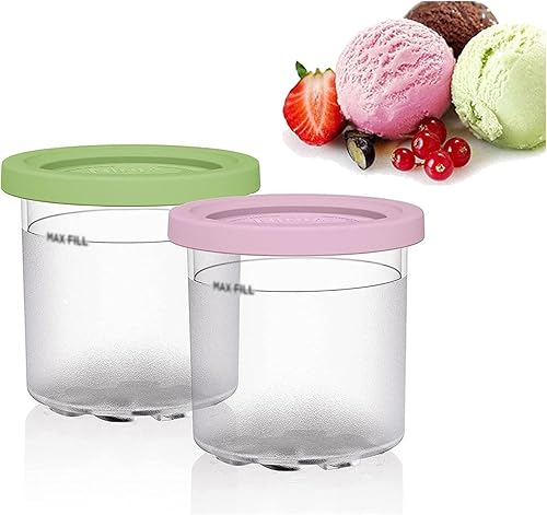 UNDR 246PCS Creami Containers, for Ninja Creami Deluxe Pints,16 OZ Ice Cream Pint Reusable,Leaf-Proof for NC301 NC300 NC299AM Series Ice Cream