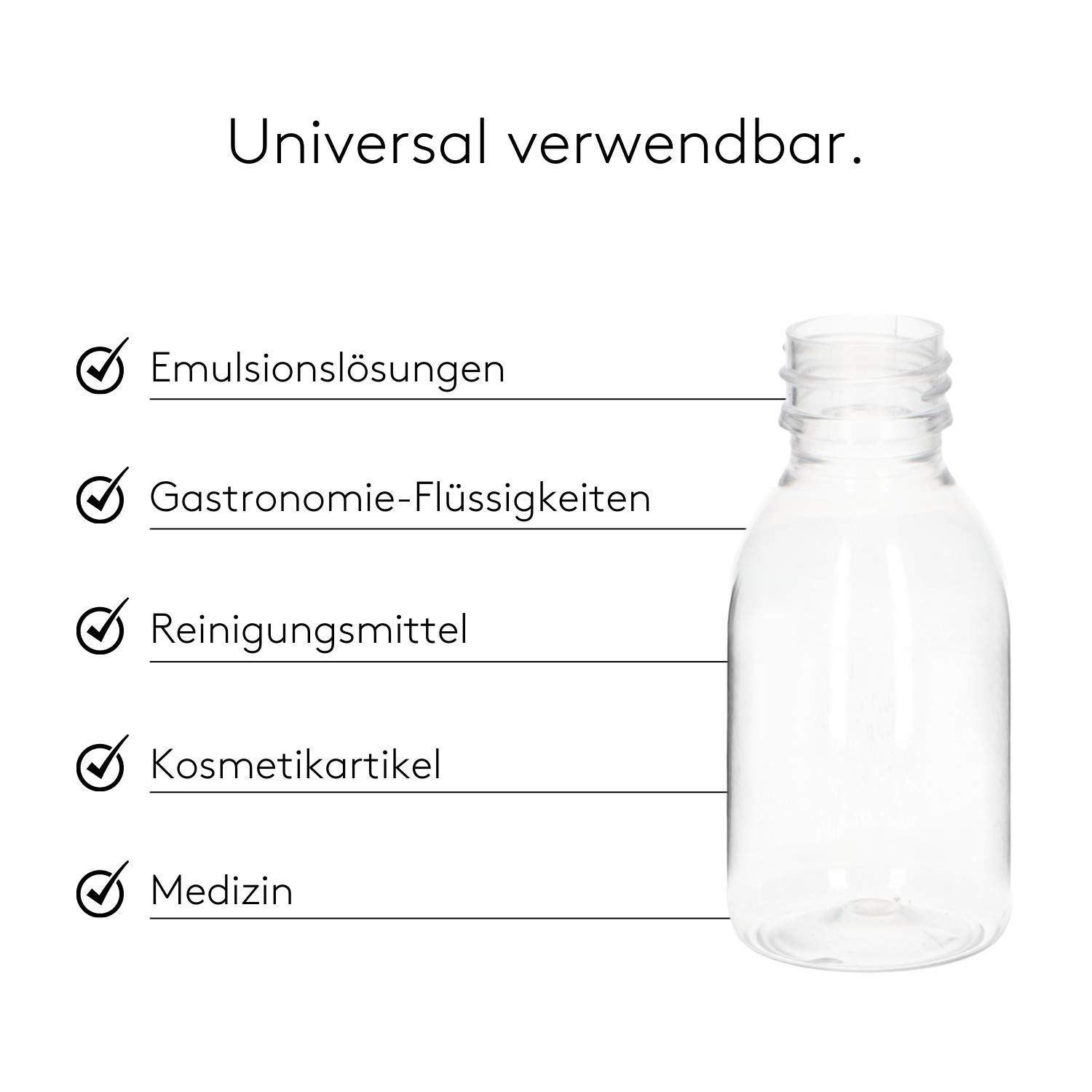 VENTON Juego de 6 botellas de plástico vacías para rellenar, 100 ml, botellas de plástico transparentes con tapa push-pull, recipiente de viaje, botellas de relleno, pequeños frascos vacíos de 100 ml