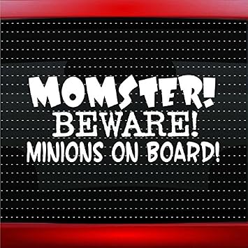 Momster Beware Minions On Board Car Sticker Truck Window Vinyl Decal White