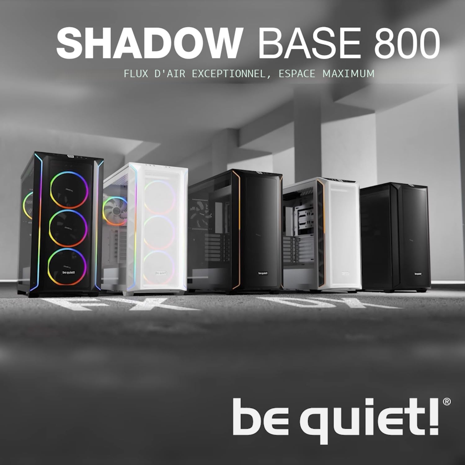 be quiet! Shadow Base 800 boîtier PC, Flux d’air Exceptionnel, 3 Ventilateurs Pure Wings 3 140 mm PWM, intérieur spacieux, Cache facilitant la Gestion des Cables, Installation Simple pour HDD et SSD