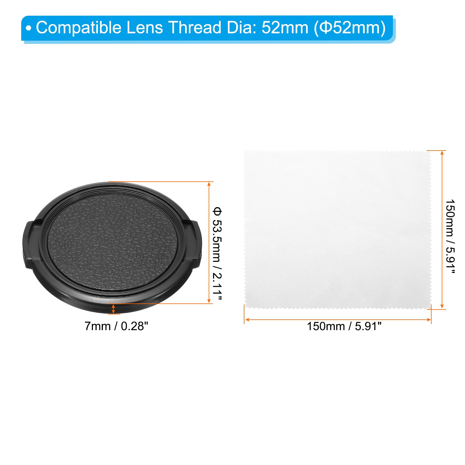 PATIKIL 52mm Lens Cap Set, 3-Pack Side Pinch Snap Camera Lens - View #11