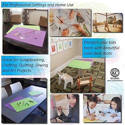 KC GLOBAL A2 (25 x 19 in.) Professional Grade Self-Healing Cutting Mat (Neon Green) - Odor-Free, Double-Sided, Eco-Friendly, Non-Slip, Premium Desk Mat for Crafting, Sewing, Quilting and Art Projects