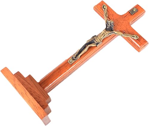Miniatura 3 de White Deer Soporte de cruz de madera de 7 12" con crucifijo (natural)