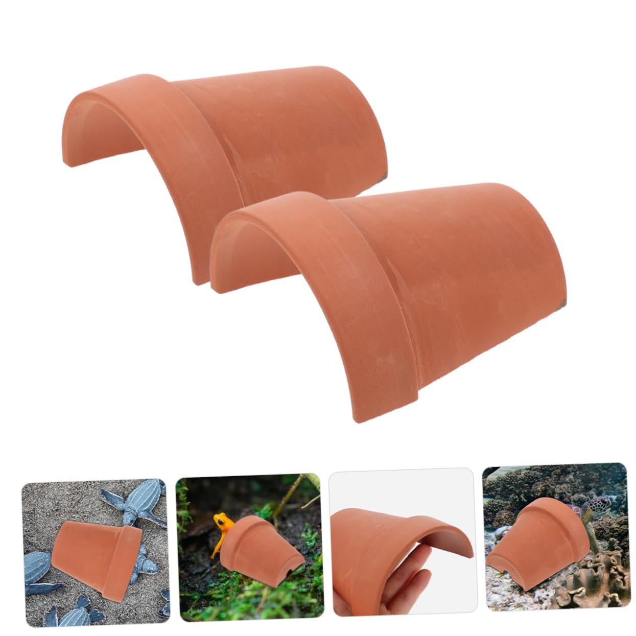 POPETPOP 4sets Reptile Hideout Pottery Clay Turtle Garden Decor for Resting and Feeding 2pcs*4