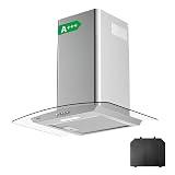 CIARRA CBCS6506B Campana Extractora Cristal 60- cm 650 m³/h Clase Amásmás 3 Velocidades-Evacuacióny Recirculación por Filtro de Carbón-Acero Inoxi, CBCF004 Sliver-506