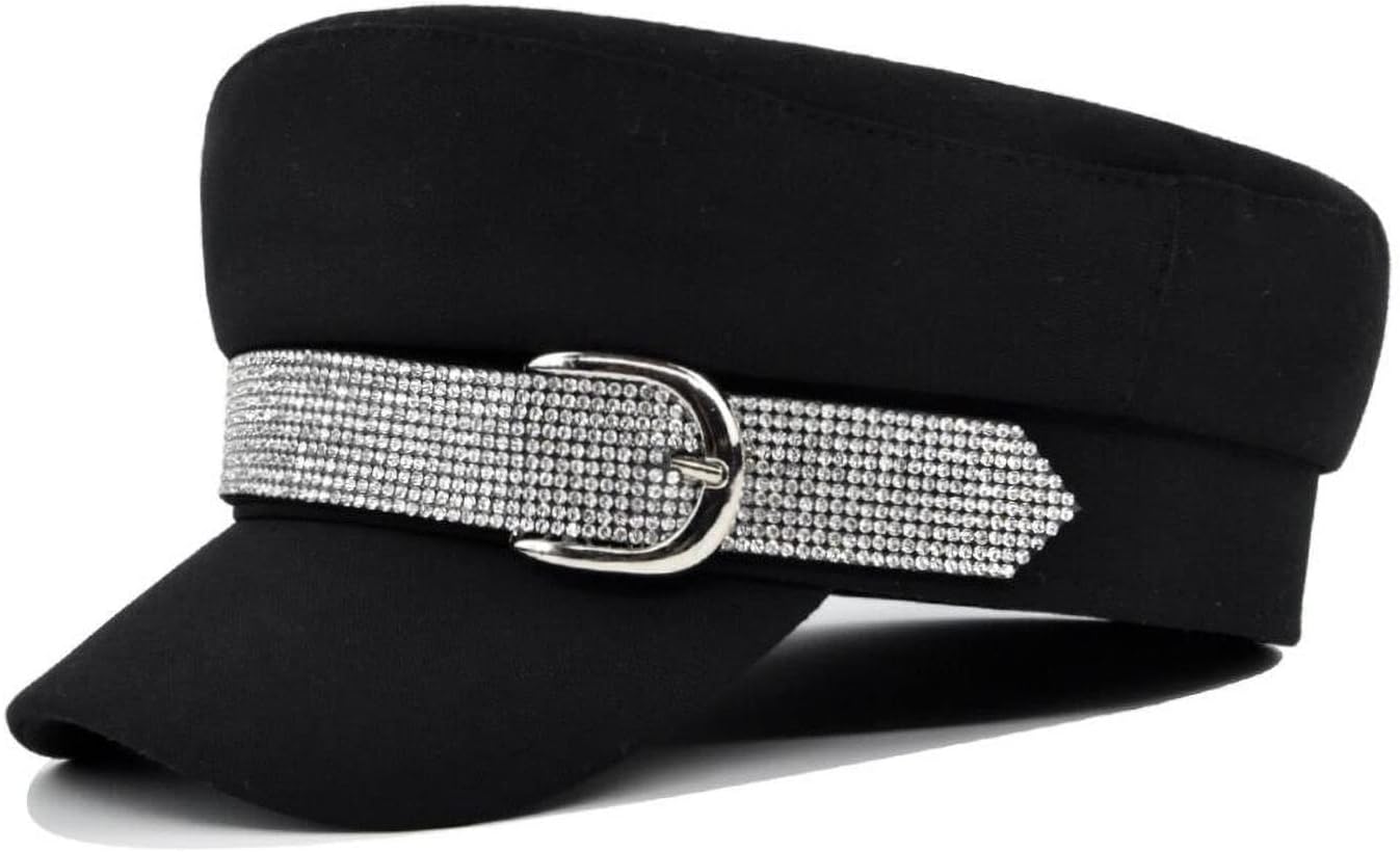 Women's Fashion Newsboy Cap Bling Rhinestone Cabbie Gatsby Cap Visor Beret Hat