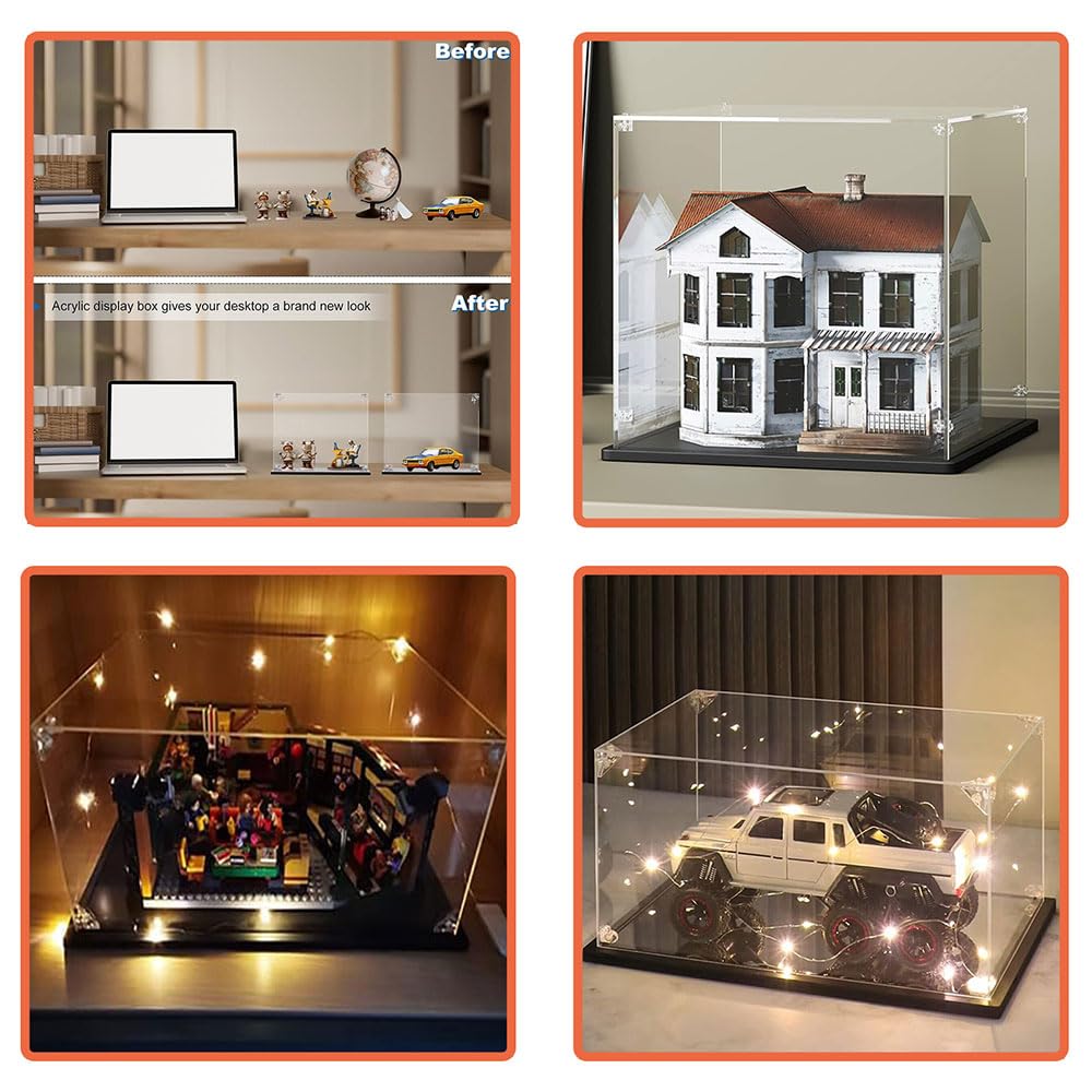 Trasparente Teca 35x25x20cm,3mm Spessore Acrilico Vetrina per Lego Millennium Falcon 75375 Central Perk Friends 21319 McLaren-MP4/4 10330,Antipolvere Scatola Espositiva per 75330 10321 42173