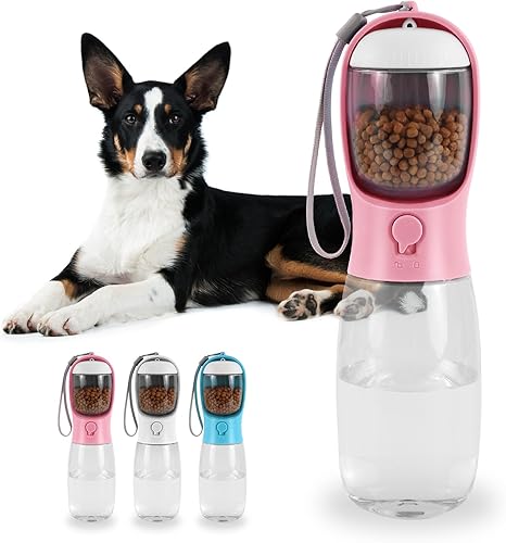 Wisedog Botella de agua portátil para perros botella de agua de viaje para mascotas 2 en 1 de gran capacidad, fácil de usar, adecuada para