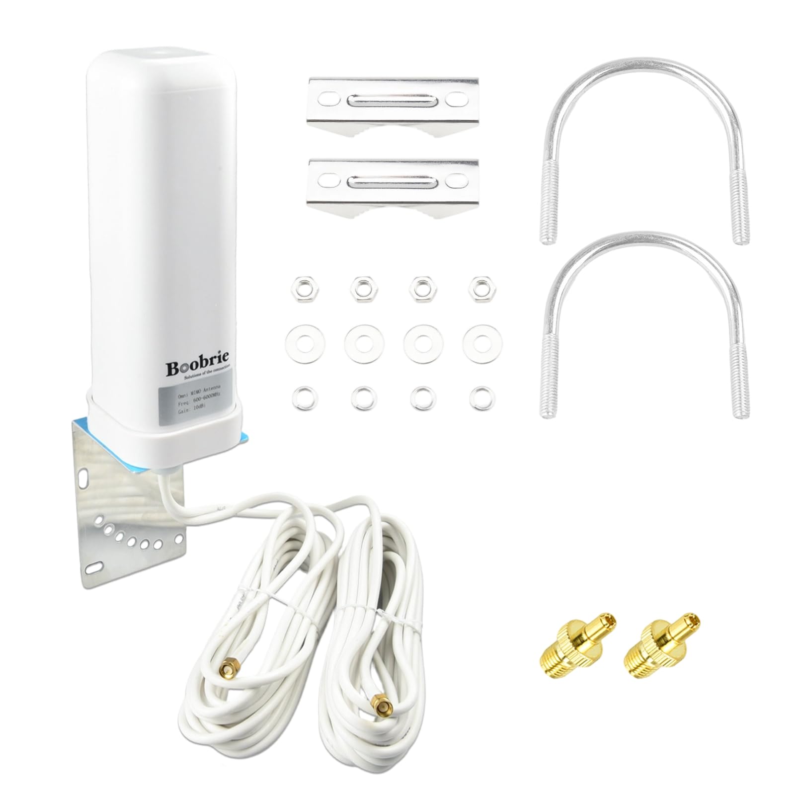 Antenne 2x2 MIMO 4G LTE 5G Haut Gain 10 dBi 600-6000 MHz Antenne WiFi Omnidirectionnelle avec Connecteurs SMA et TS9, Câble RG58 5 m pour Routeurs Passerelles Points d'Accès Cellulaires
