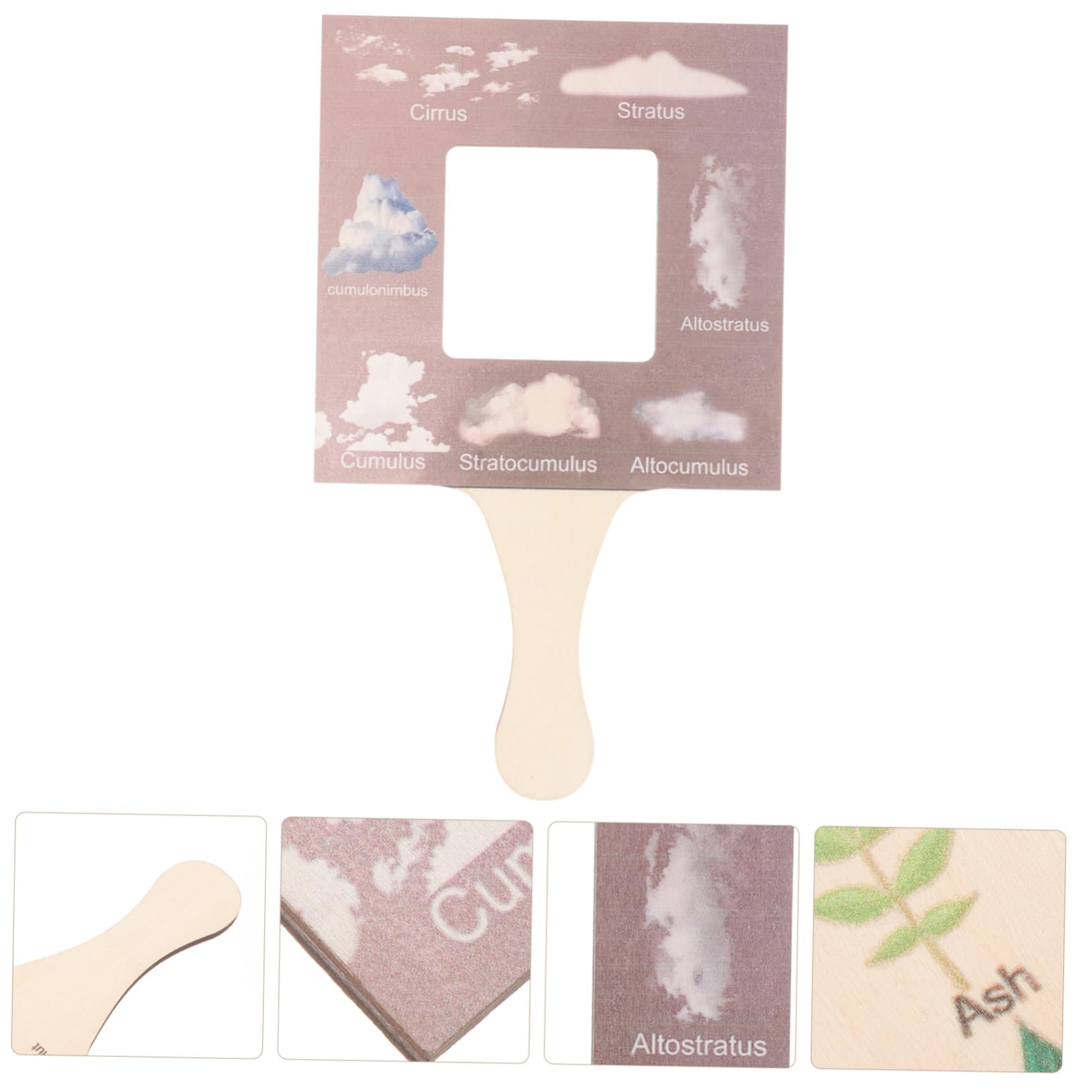 IWOWHERO Wooden Boys and Girls Nature Study Handbook Cloud Identification Guide Frame Toy