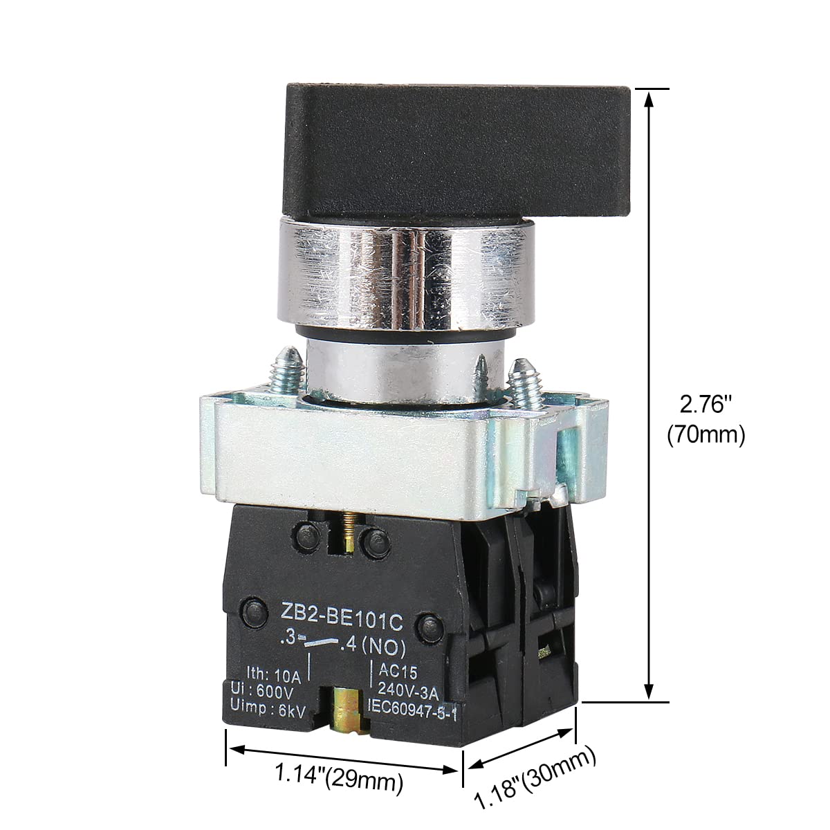 BAOMAIN Rotary Selector Switch, ZB2-BE101C (XB2-BD33) 22mm 3