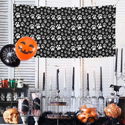 MINDBBDFJ Bear Paw Print Banners And Signs For Outdoor/Indoor,Personalized Banner Customizable Parties Halloween Banner (180x90cm)2