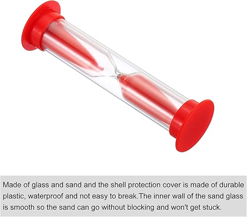 Miniatura 3 de PATIKIL Temporizador de arena de 1 minuto, 4 piezas de reloj de arena pequeño con cubierta de plástico, vidrio de arena de cuenta regresiva para