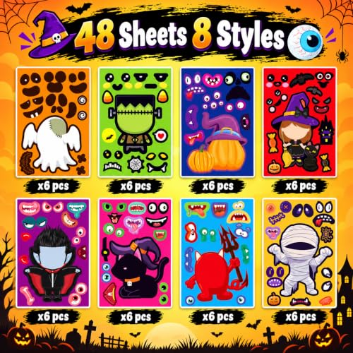 Max Fun 48 Sheets Halloween Stickers for Kids Bulk Cute Holiday Stickers Funny DIY Crafts Activities Party Favors Game Gifts for Boys Girls - image 3