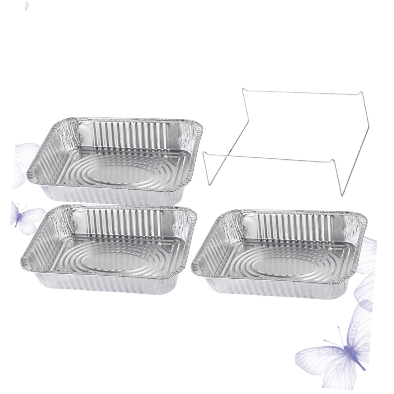 FUNOMOCYA 4pcs Aluminum Foil Bbq Drip Pans Barbecue Pan Set with Lid Grill Trays for Outdoor Cooking Takeaway Box for Side Dishes