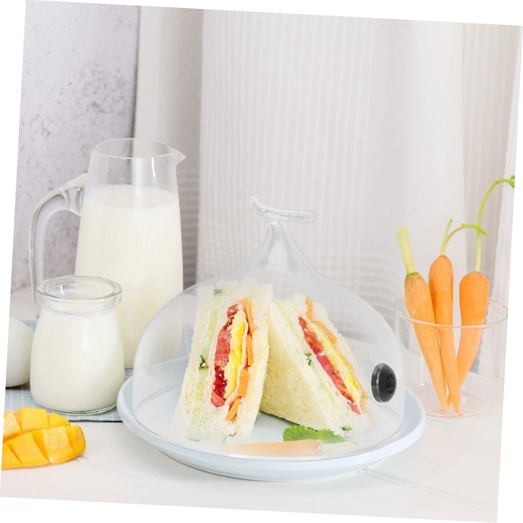 COLLBATH Campana Extractora De Vidrio Mostrar Infusor Bandejas Soporte Para Pasteles Con Cúpula Soporte Para Pasteles Con Tapa Hermético Parrilla Cúpula De Pastel Soporte De Pastel