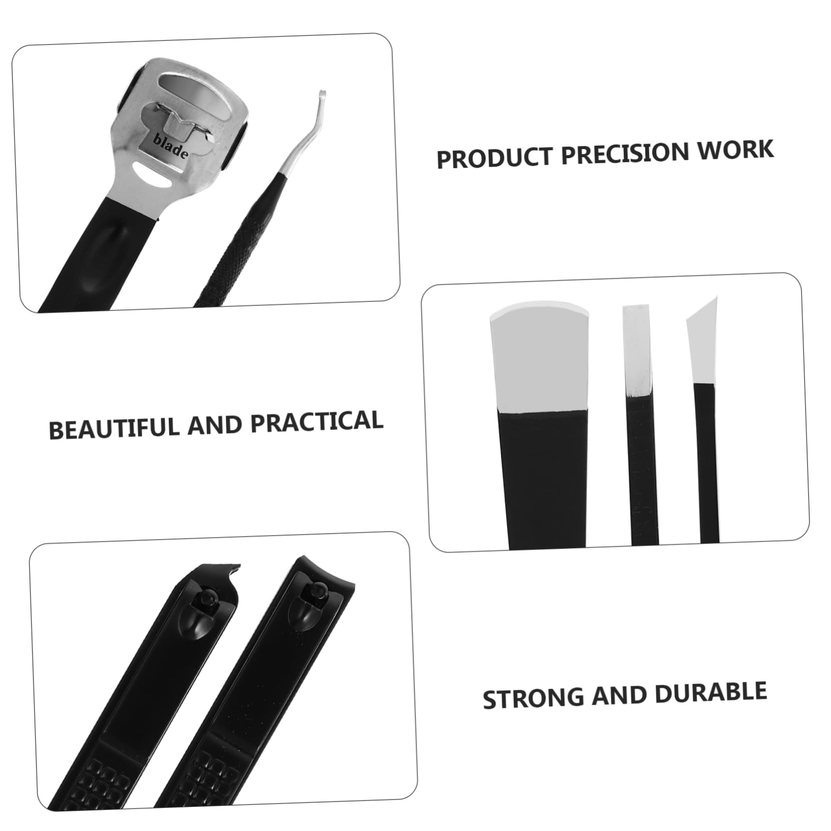 SHERCHPRY 7Pcs Knives Professional Foot File Tools for Removal and Dead Skin Care Durable Stainless Steel with Portable Storage Bag Present for Friends Black