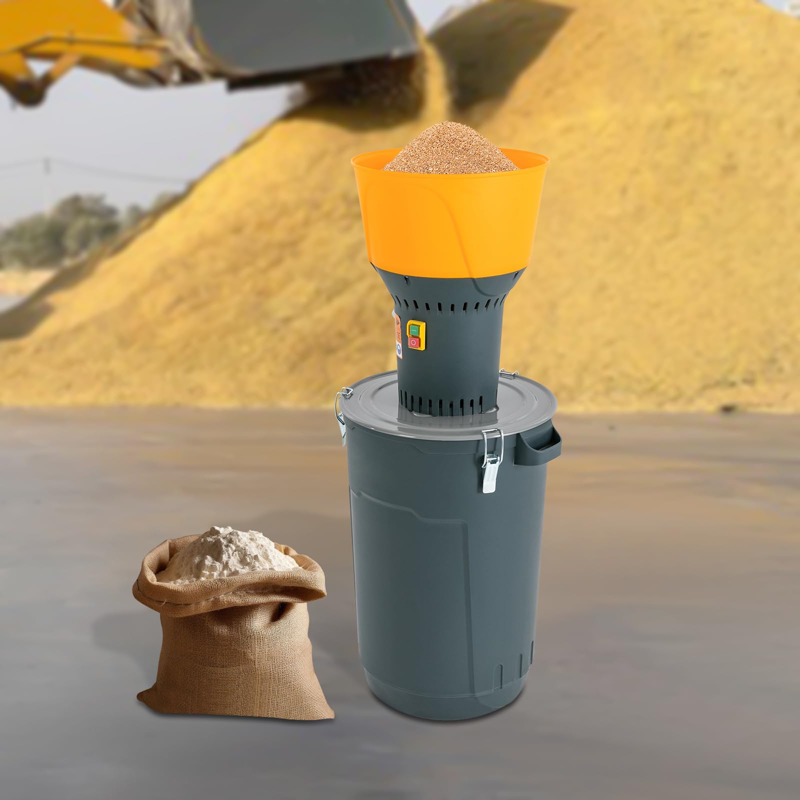 Macina per cereali elettrico, 1300 W, 60 l, smerigliatrice professionale per agricoltura con 5 setacci elettrici, per caffè, noci, spezie