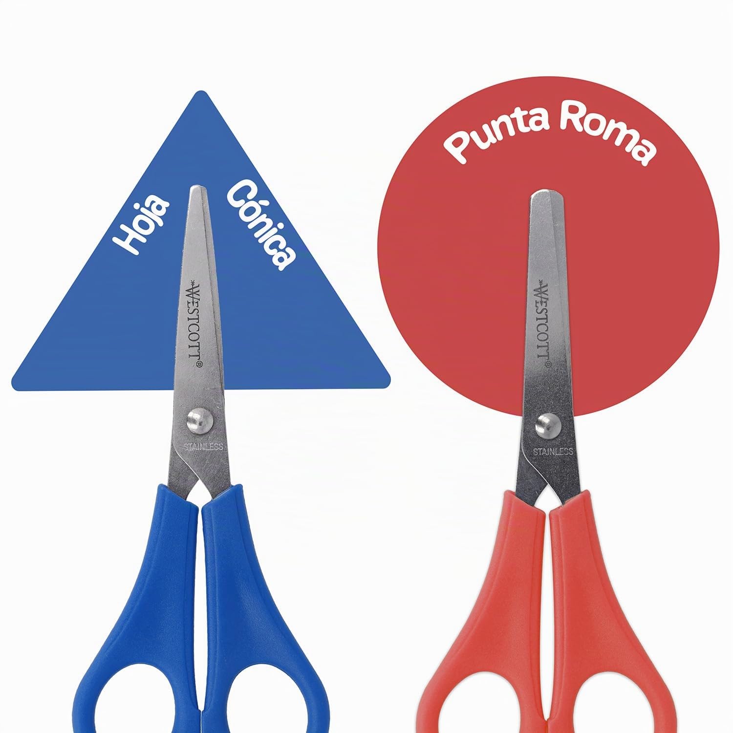 Westcott 2069 Juego de tijeras para niños Set, 2 piezas, con 5 cm de Métrica 1 x Spitz, 1 x redondo,