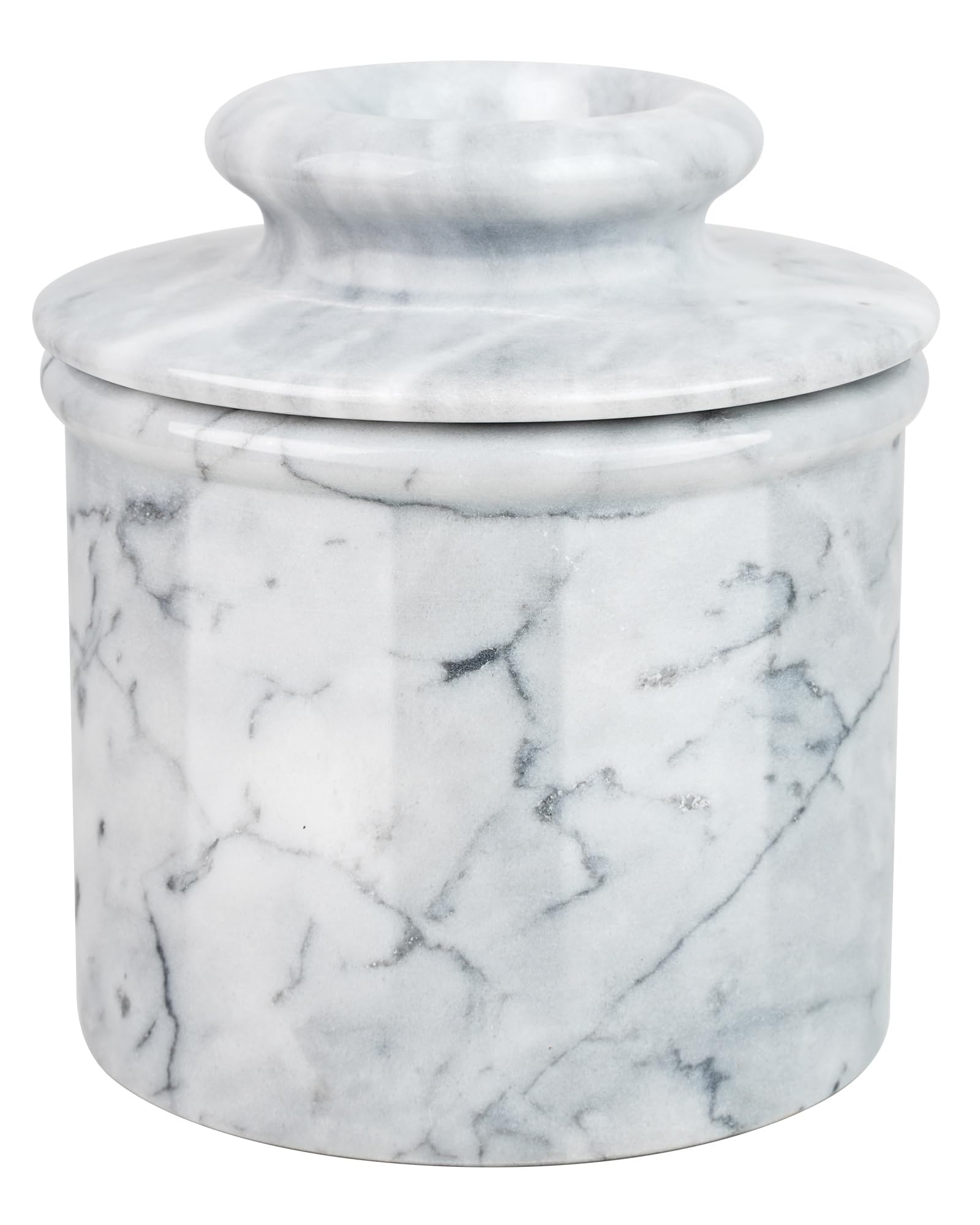 Marble Butter Crock Smoky White