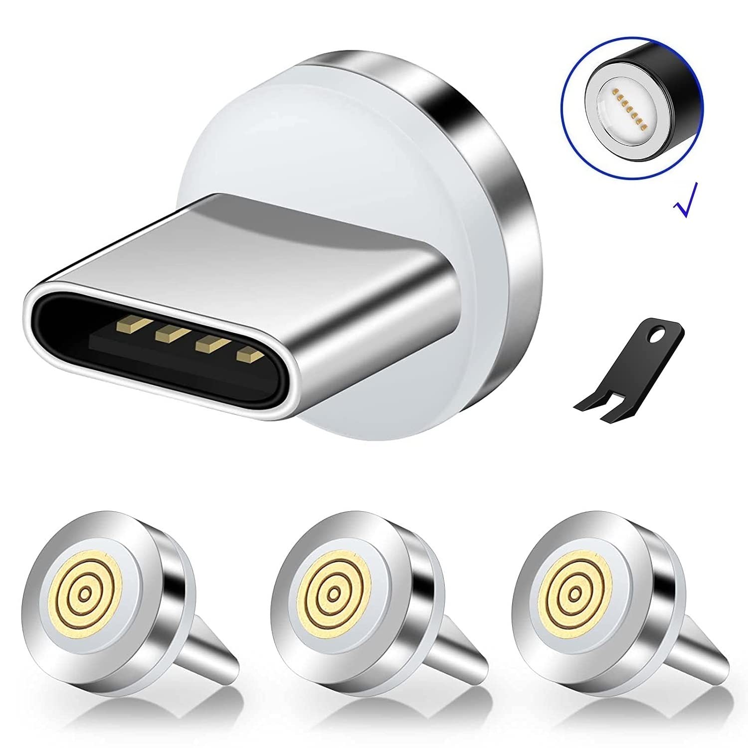 Boffdock7-Pin Type C Magnetic Tips,4Pcs Magnetic Connector Tips Head for USB C Devices with 7 Contact Points Without USB Cord