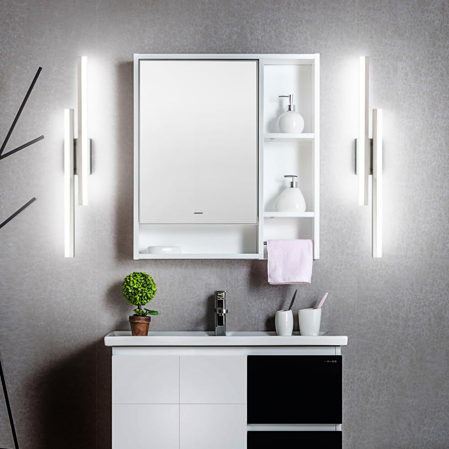 Image of PRESDE 32 Inch LED Bathroom Vanity Light Bar, Modern Brushed Nickel Bath Lighting Fixture Over Mirror Dimmable