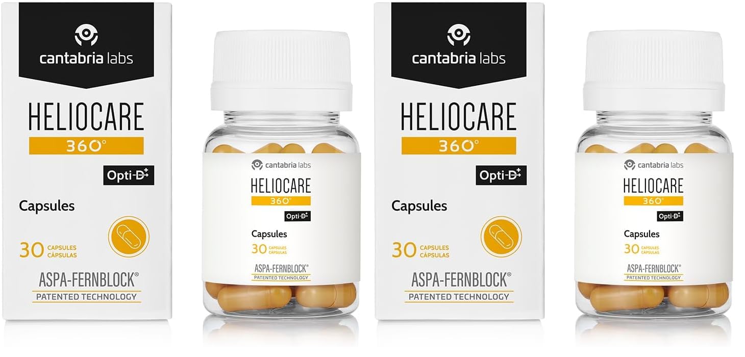 Heliocare 360º Cápsulas - Fotoprotección desde el Interior, Aumenta la Resistencia de la Piel al Sol, Previene Fotoenvejecimiento y Manchas, 30 cápsulas (Paquete de 2)