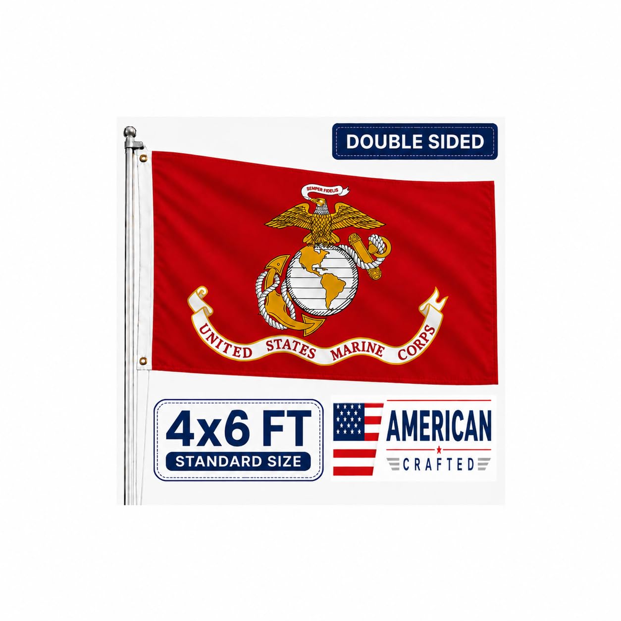 Amazon.com : Mosprovie Marine Corps Flag 4x6 Outdoor Double Sided