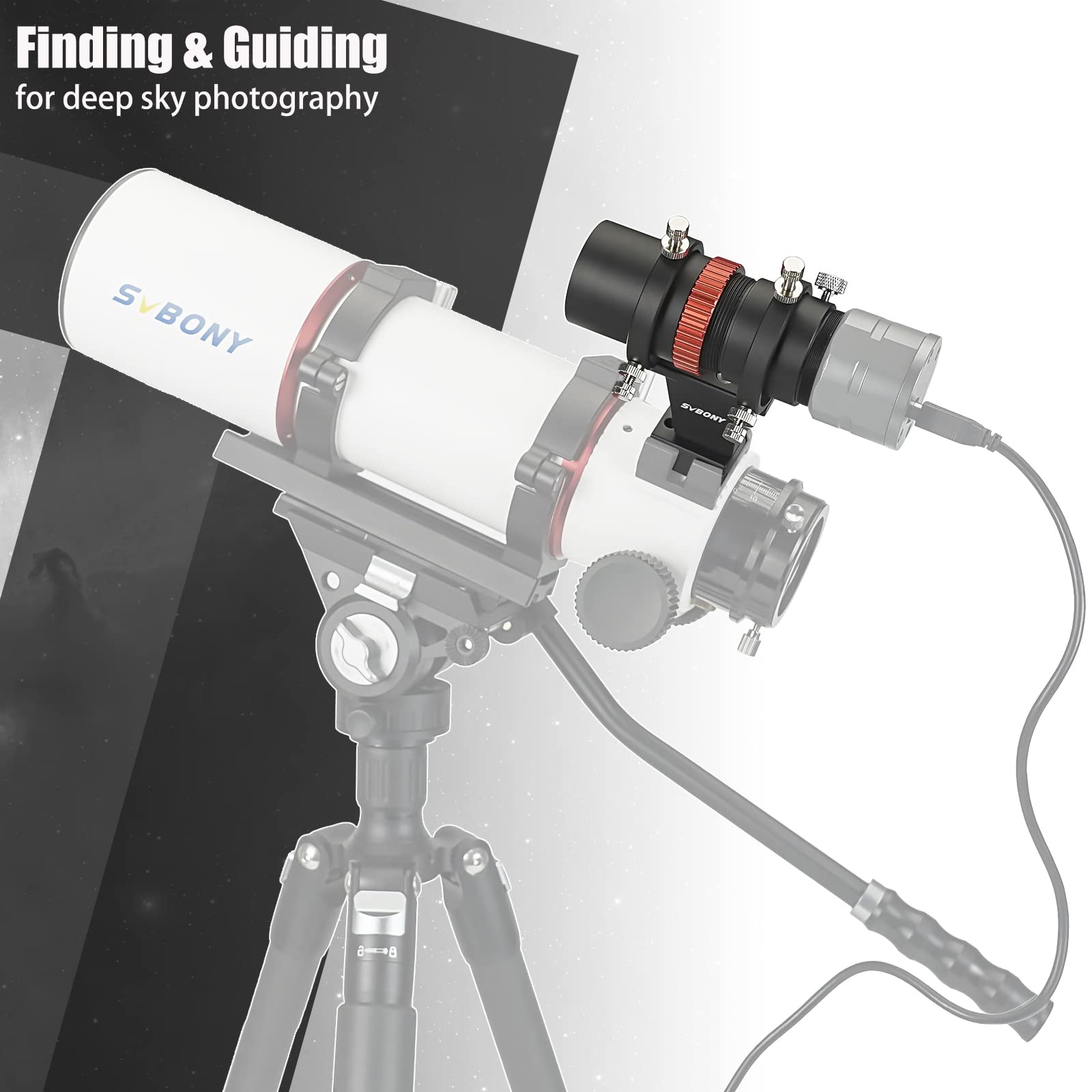 Svbony SV165 Mini Guide Scope 40F4, 1,25Zoll FMC-Beschichtung mit Spiralförmigem Fokussierer, Koaxiale Ausrichtung, Einstellbar Aluminiumlegierung, Kompatibel mit ZWO QHY Auto Guide Find Camera