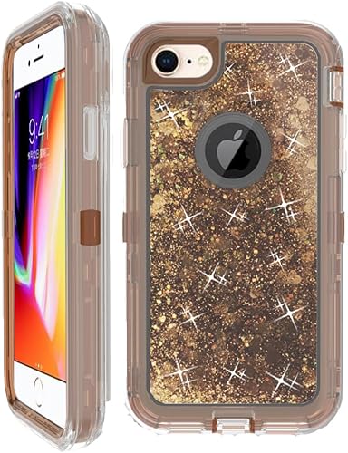 Asuwish Funda de teléfono para iPhone 66s78SE 2020 2022 con protector de pantalla brillante líquido brillante transparente híbrida cubierta