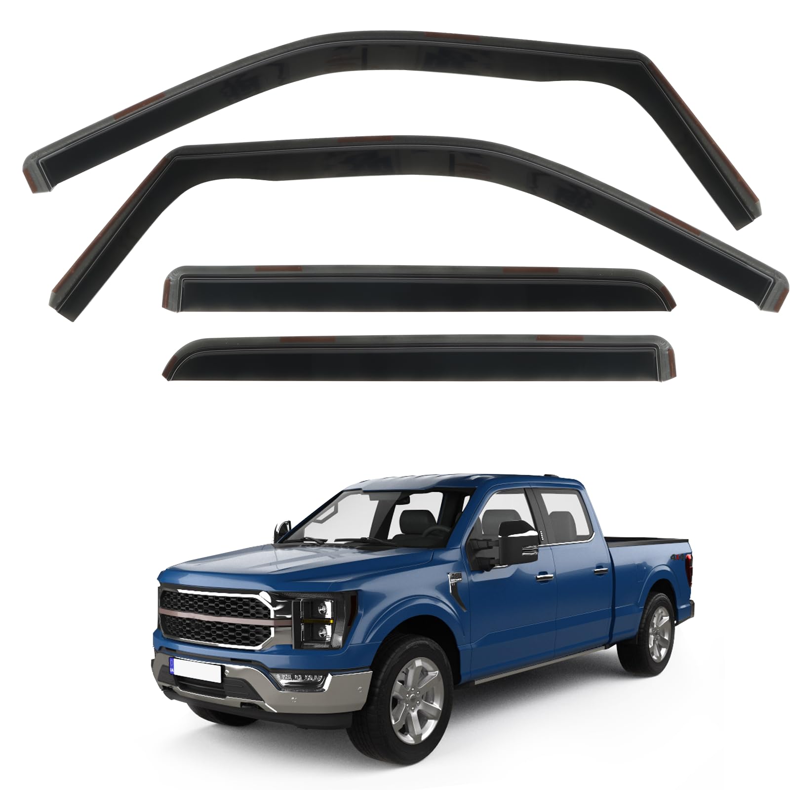 In-Channel Rain Guards For Ford F150 2021-2025 SuperCrew - Foto 7