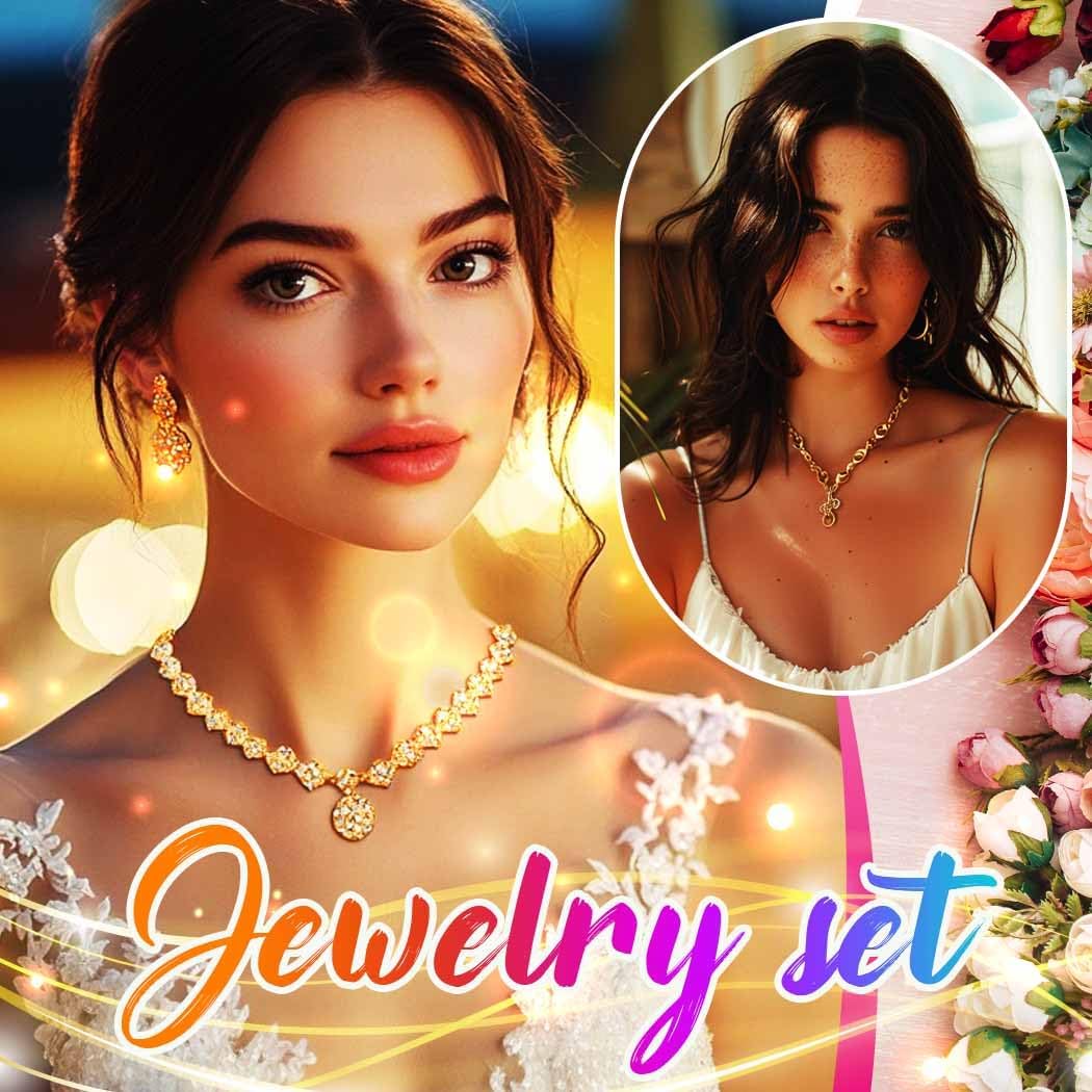 Unicra Gold Jewelry Sets Chunky Necklace Earrings Ring Set Rhinestone Fashion Statement Costume Jewelry Set for Women - Image 4